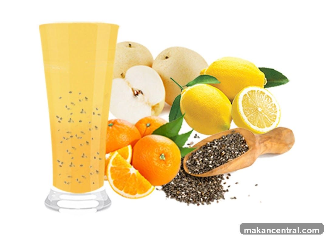 Orange and Lemon Chia Seed Drink with Fruits