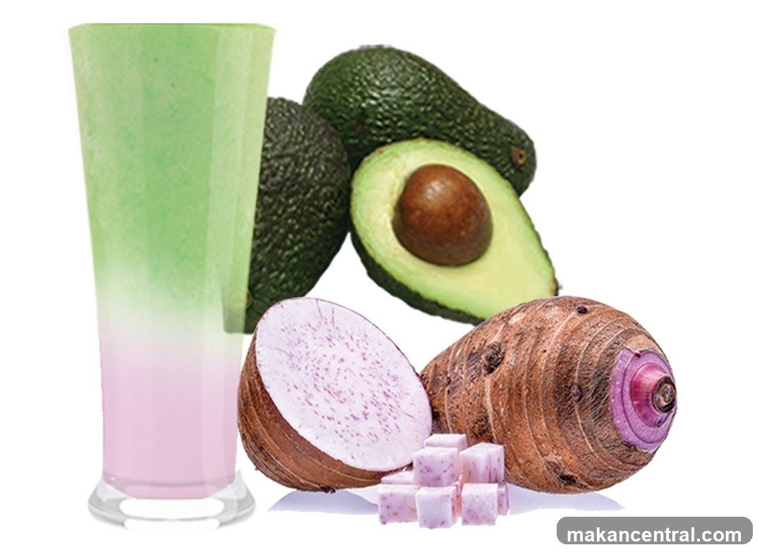Avocado and Taro Smoothie Ingredients