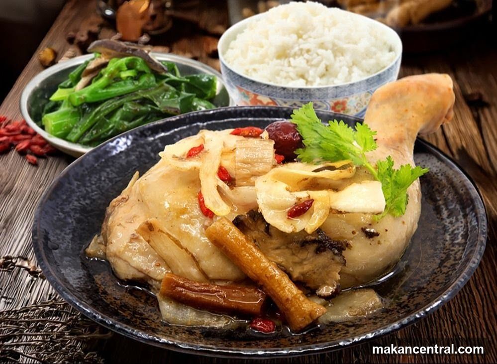 Braised Chicken Leg with Rice and Greens