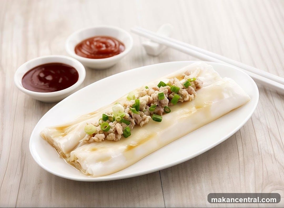 Steamed Rice Rolls with Minced Pork
