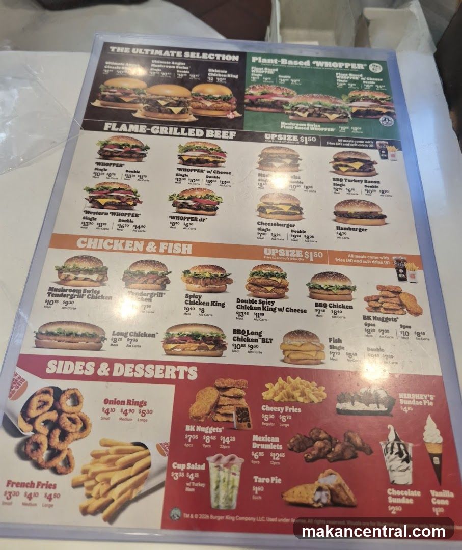 Burger King Menu