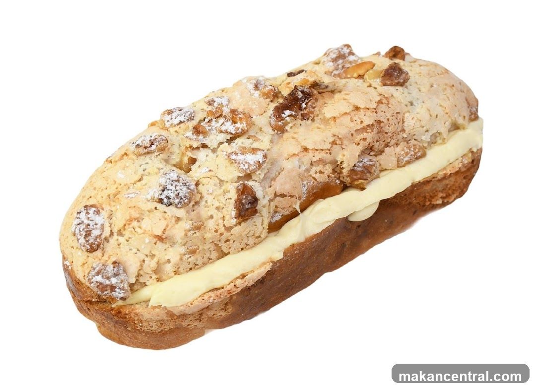 Eclair with Nuts and Cream Filling