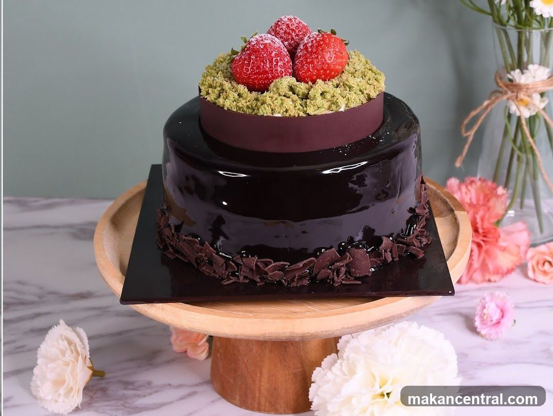 Chocolate cake with strawberries