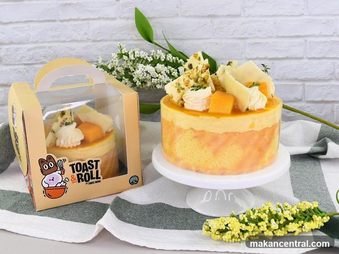 Mango Cake with White Chocolate Decoration