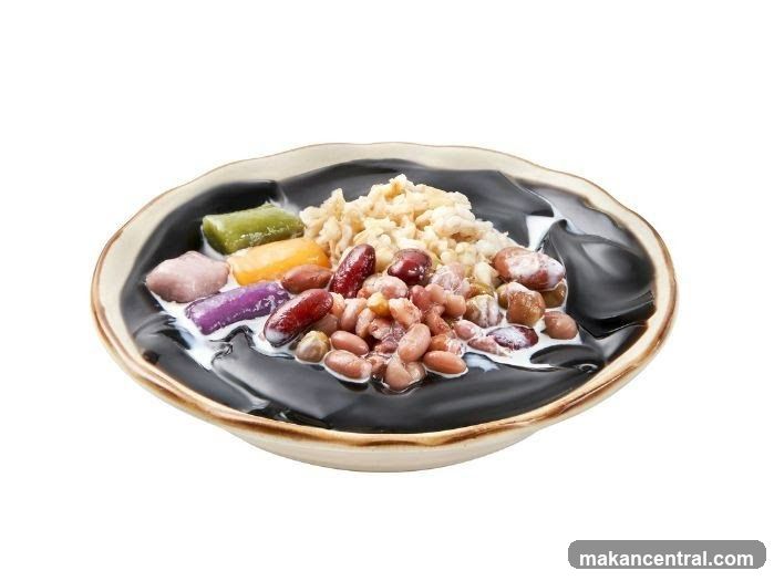 Grass Jelly Dessert with Assorted Toppings
