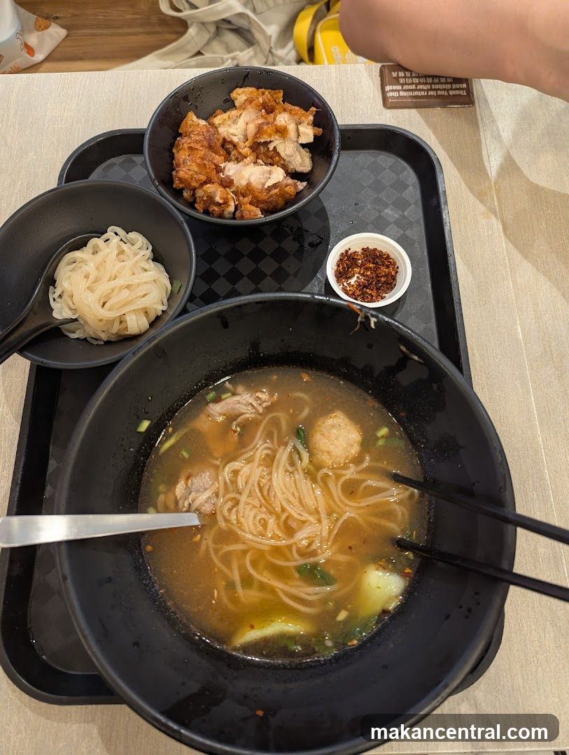 Noodle Soup with Fried Chicken