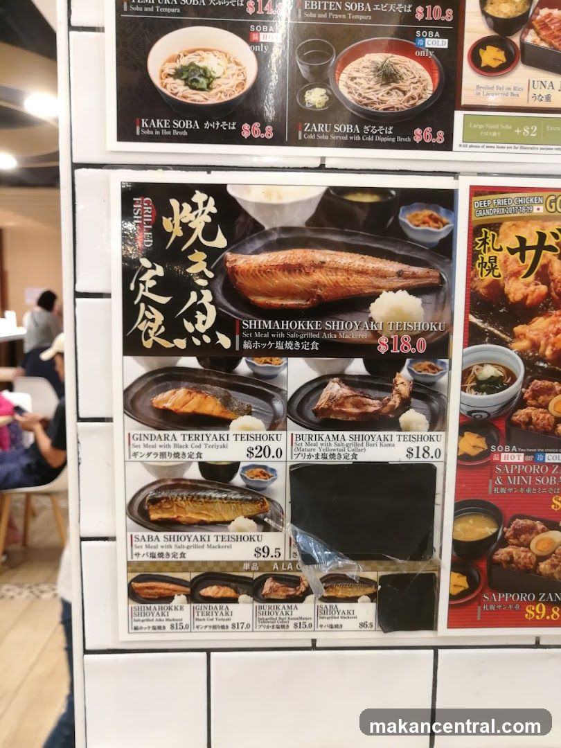 Japanese Grilled Fish and Soba Menu
