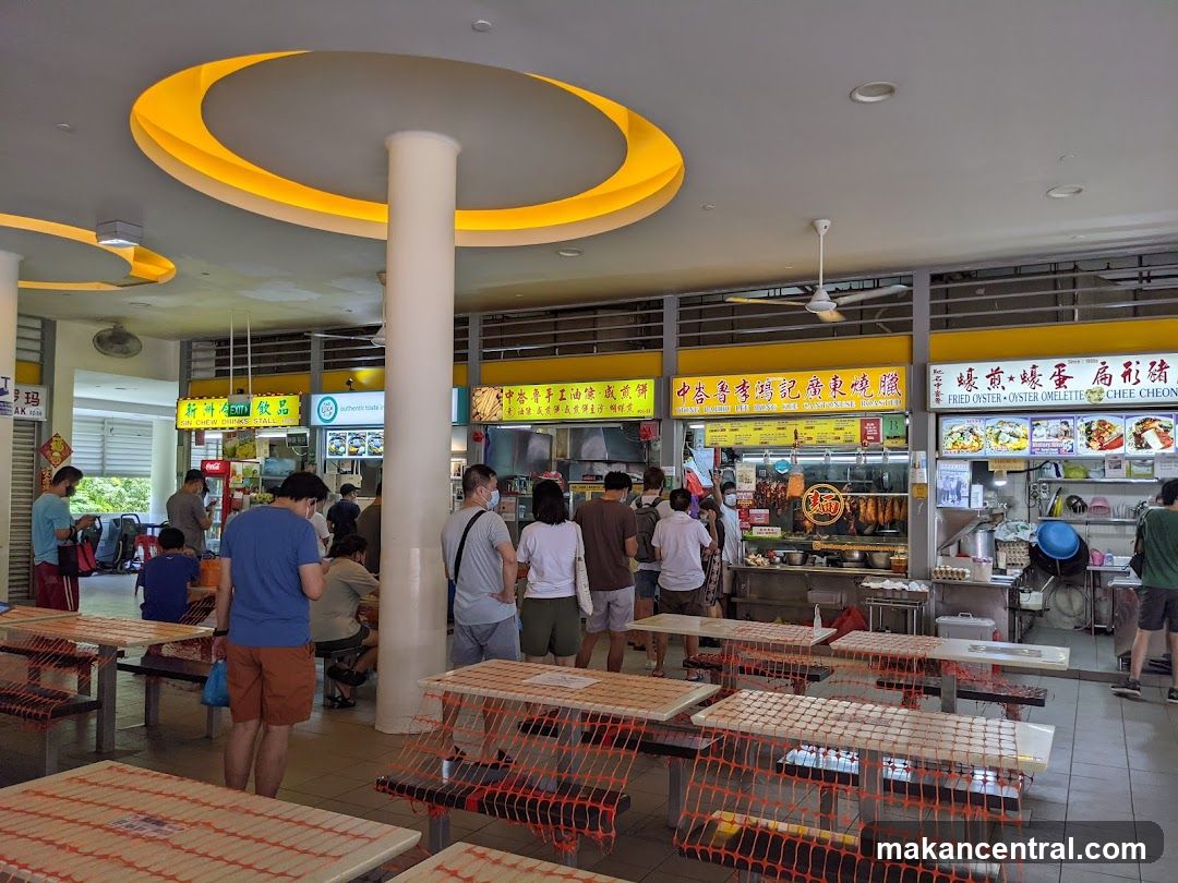 Food court with various stalls and seating