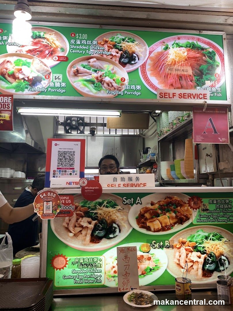 Food stall menu with porridge dishes
