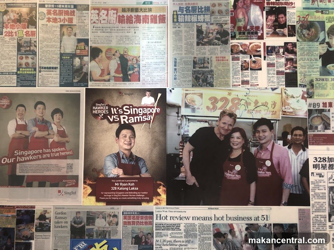 Newspaper clippings and advertisements about hawker heroes