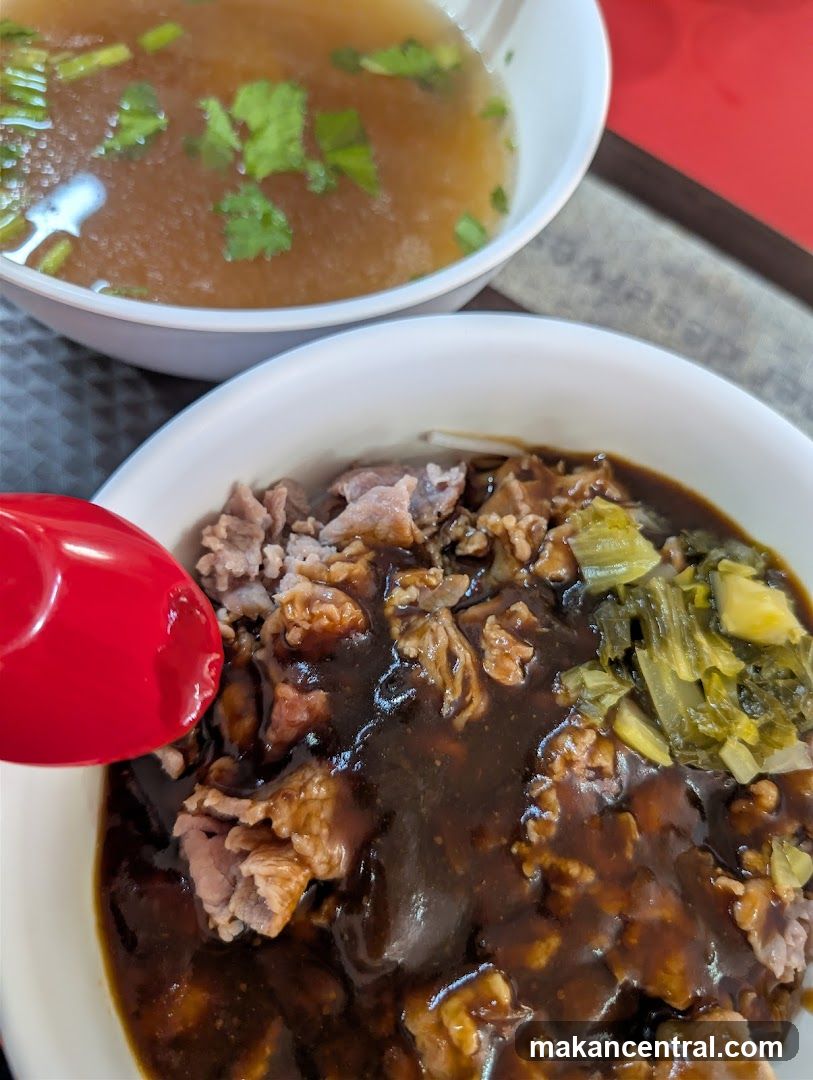 Beef and Gravy Rice Bowl with Soup