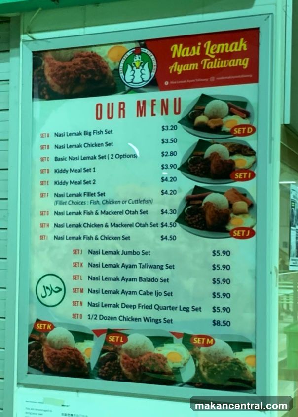Nasi Lemak Ayam Taliwang Menu