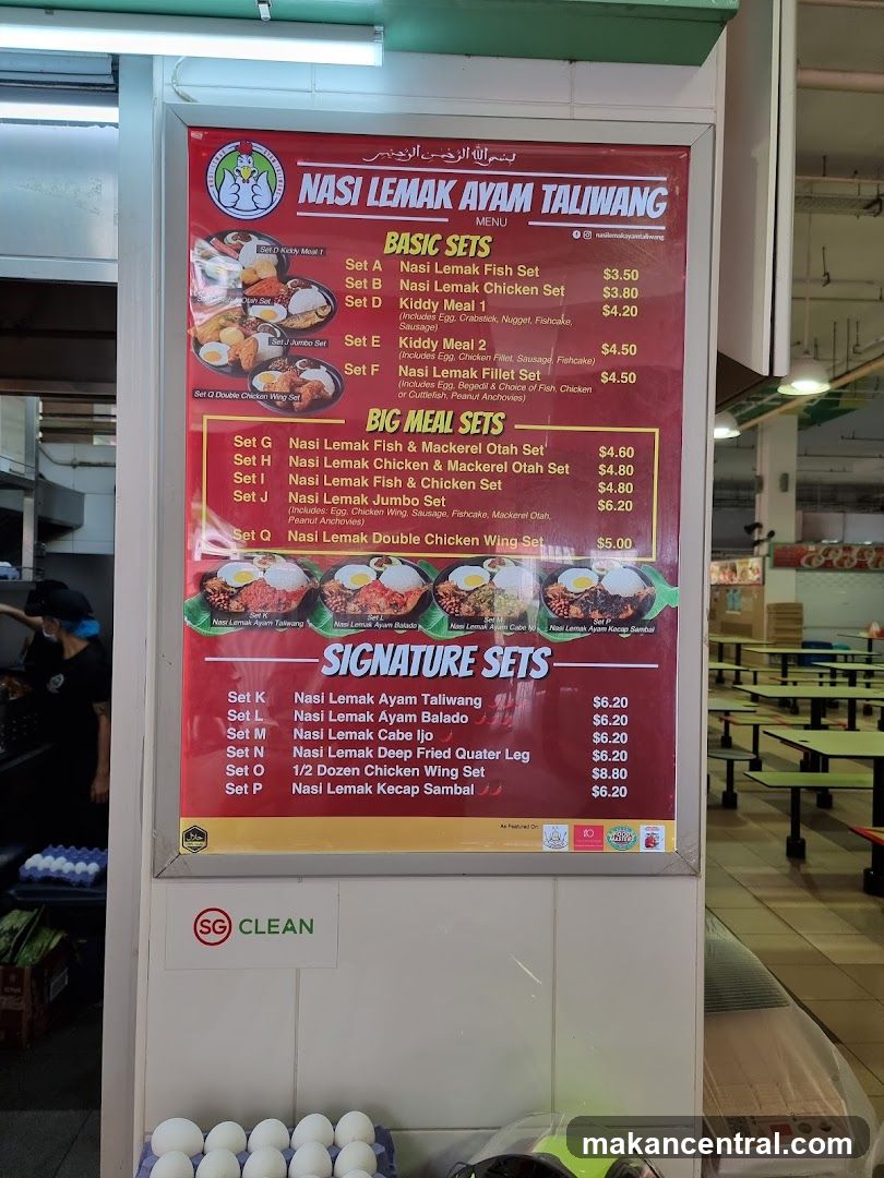 NASI LEMAK AYAM TALIWANG MENU