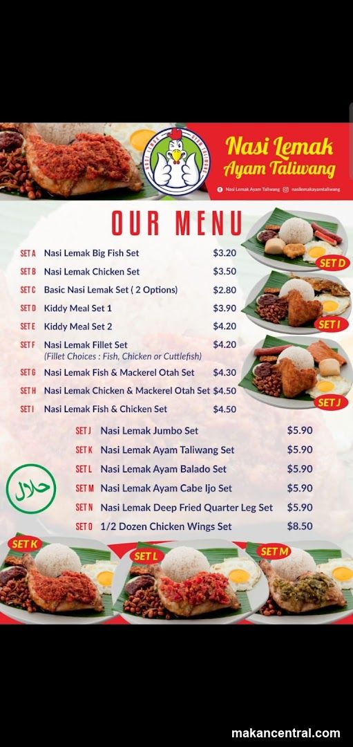 Nasi Lemak Ayam Taliwang Menu