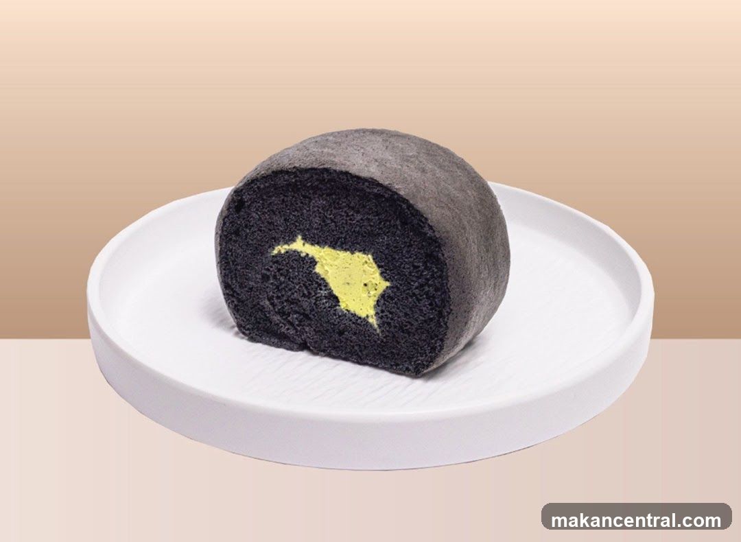 Black Swiss Roll with Yellow Cream Filling