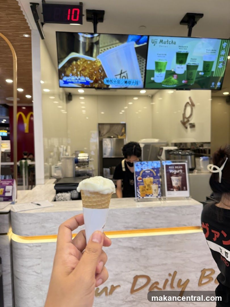 Ice Cream Cone and Matcha Drinks Display