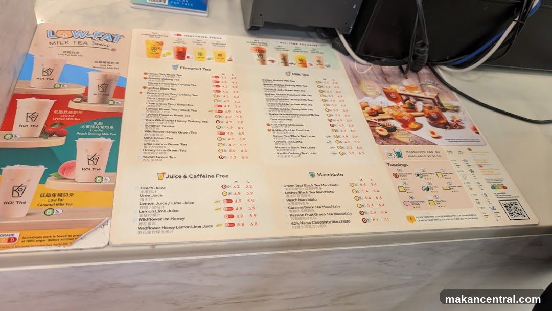 KOI Thé Menu