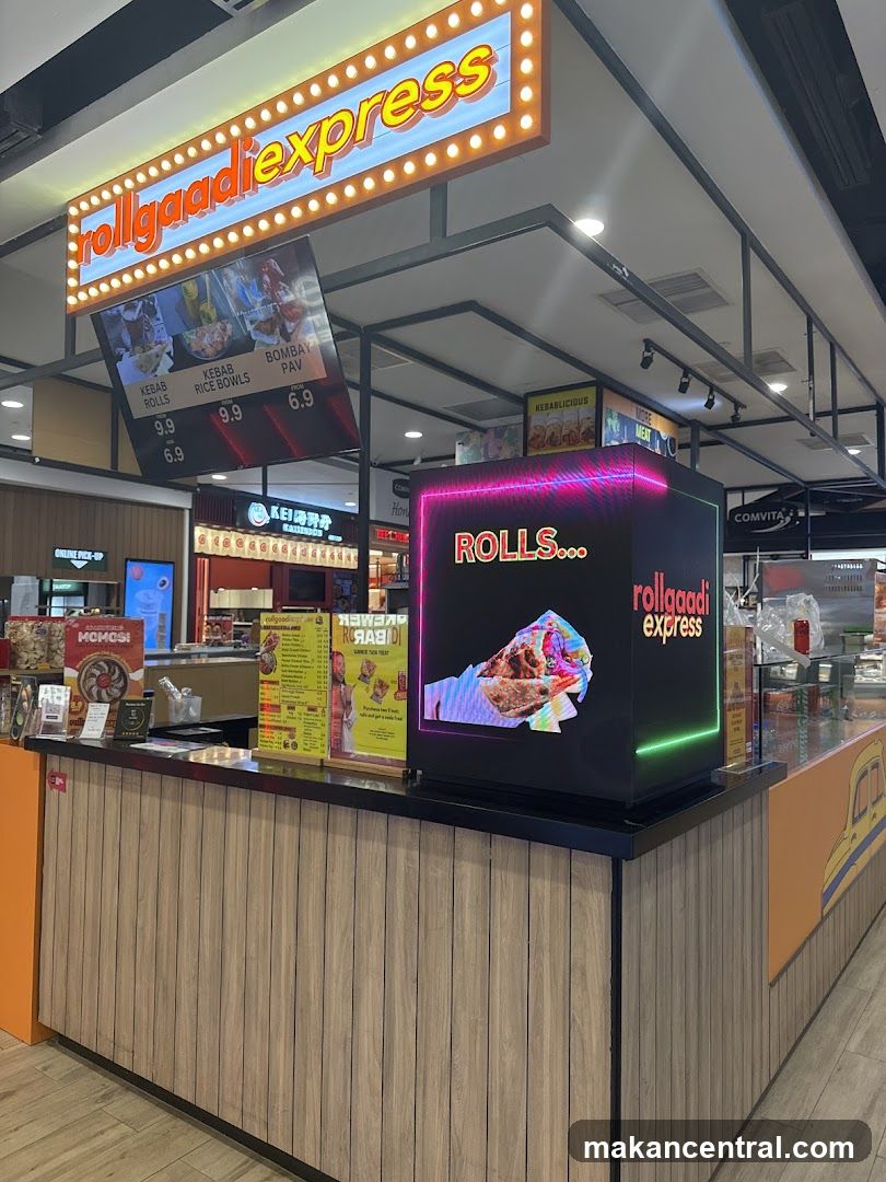 Food stall with illuminated signage