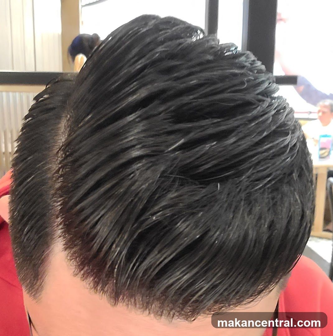 Close-up of haircut