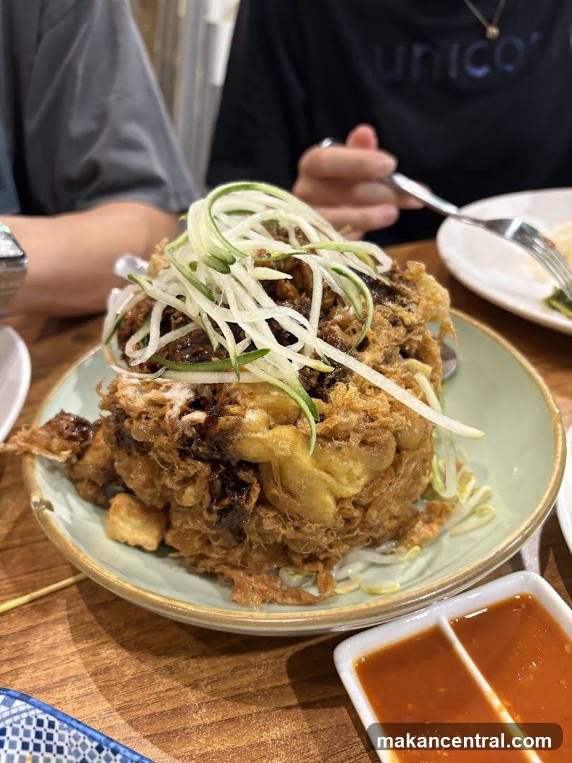 Fried Oyster Omelet with Cucumber Salad