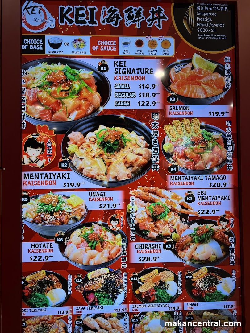 KEI Kaisendon Menu