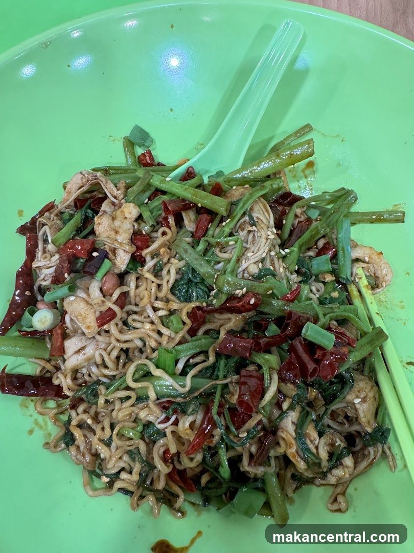 Spicy Noodles with Vegetables and Meat