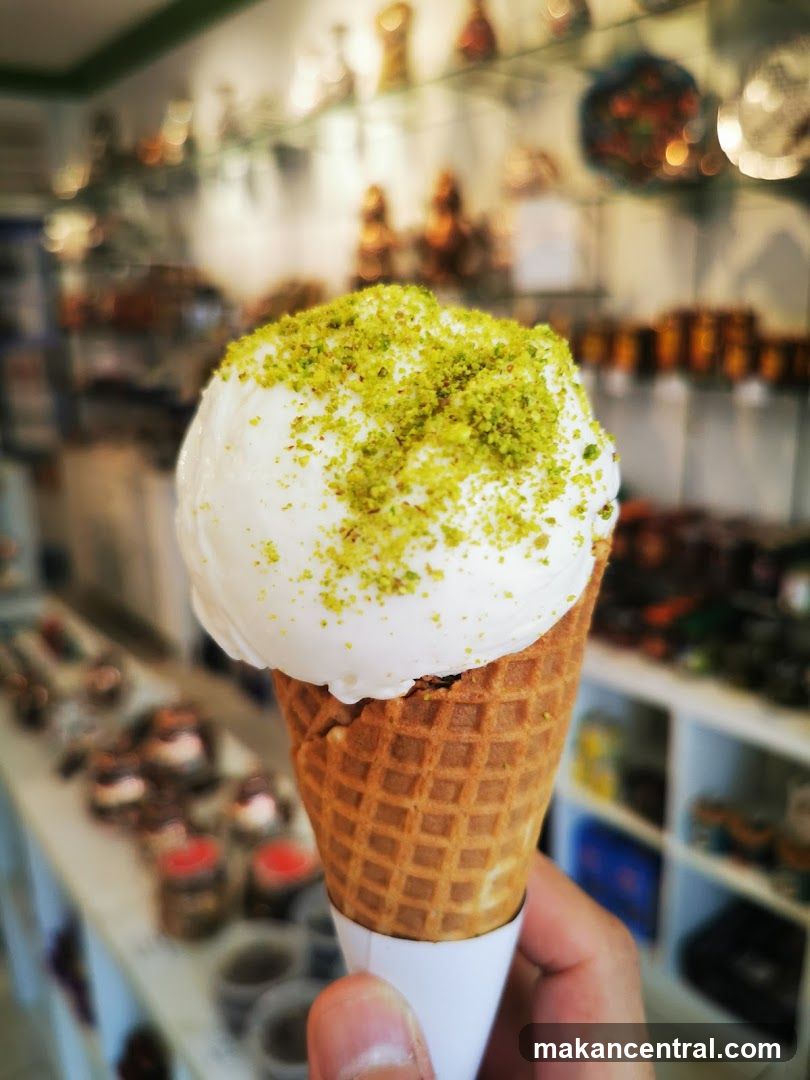 Ice Cream Cone with Pistachios