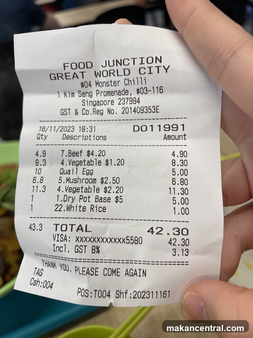 Food Junction Receipt