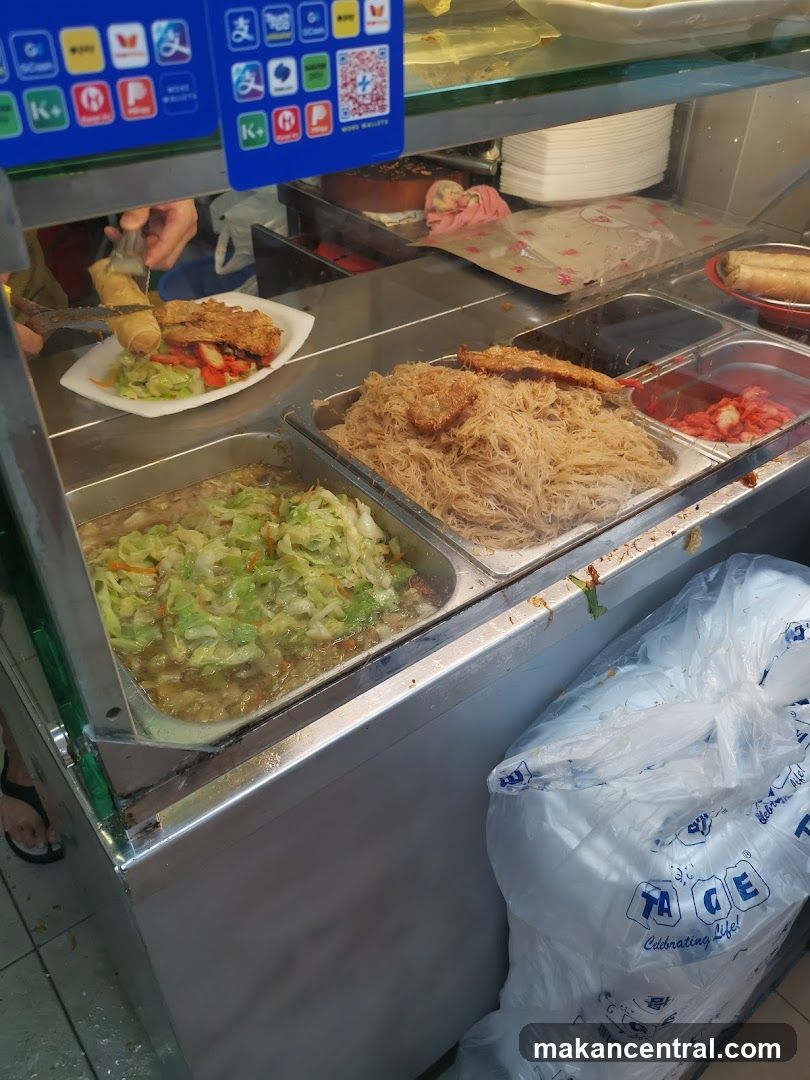 Food counter with various dishes