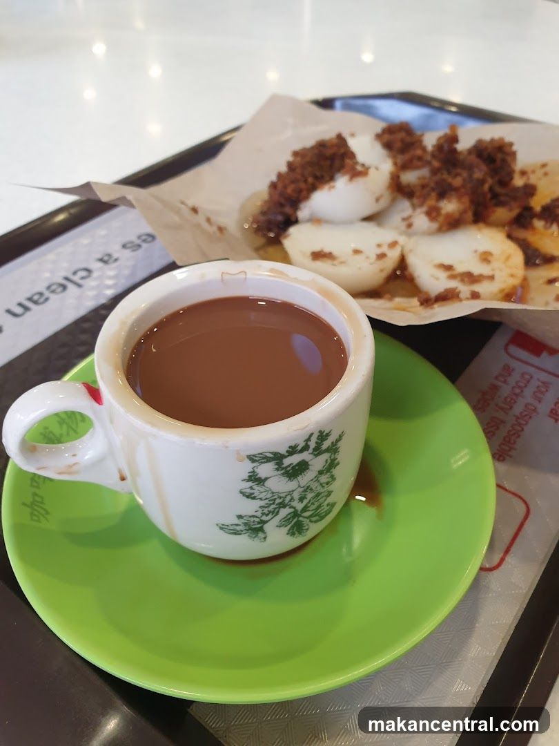Coffee and dessert on a tray