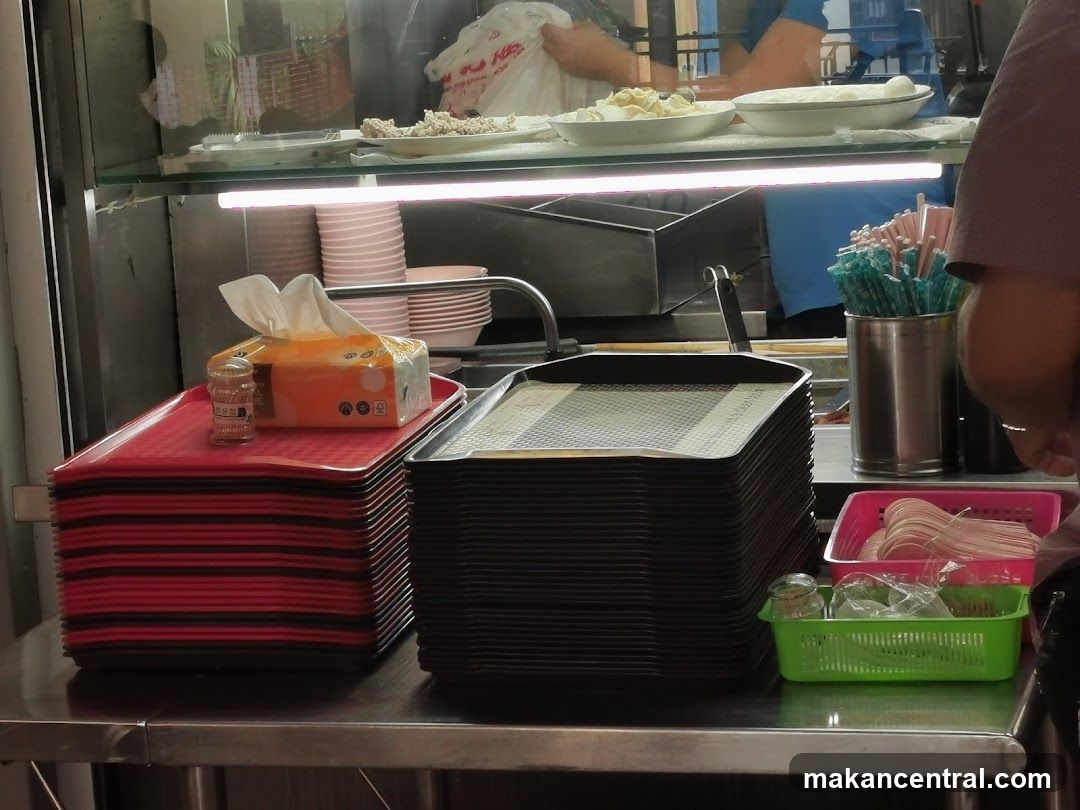 Food Service Counter with Trays and Tissues