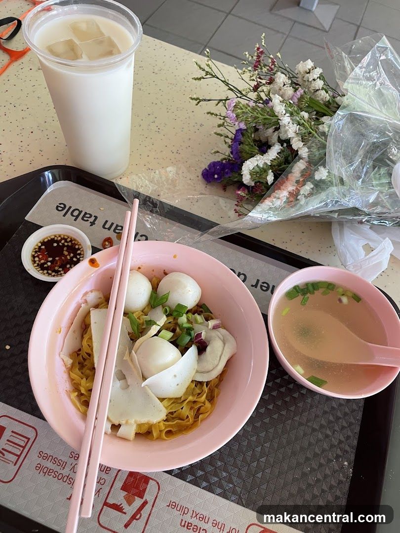Noodles with Fish Balls and Drink
