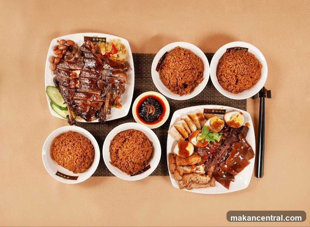 Platters of Roasted Duck and Braised Meats with Rice
