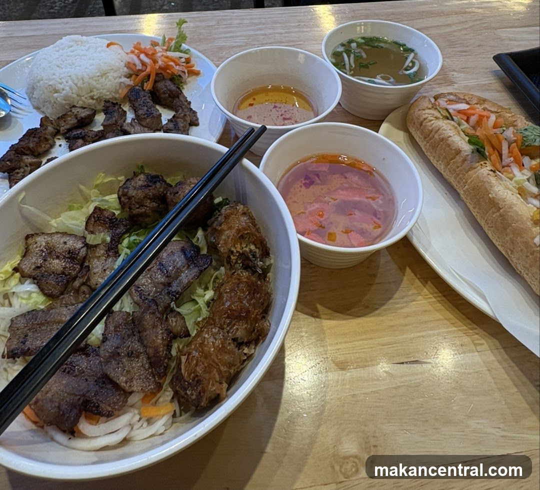 Vietnamese meal served at restaurant