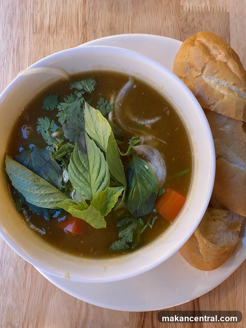 Bowl of soup with bread