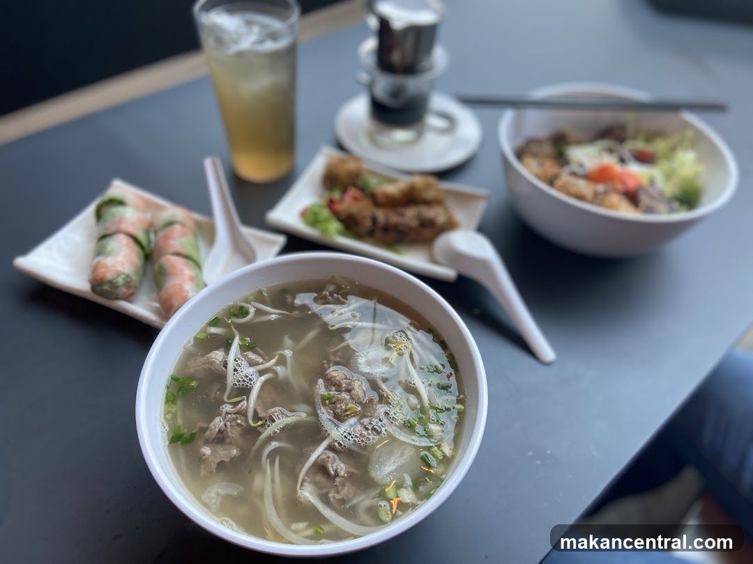 Table with Vietnamese dishes