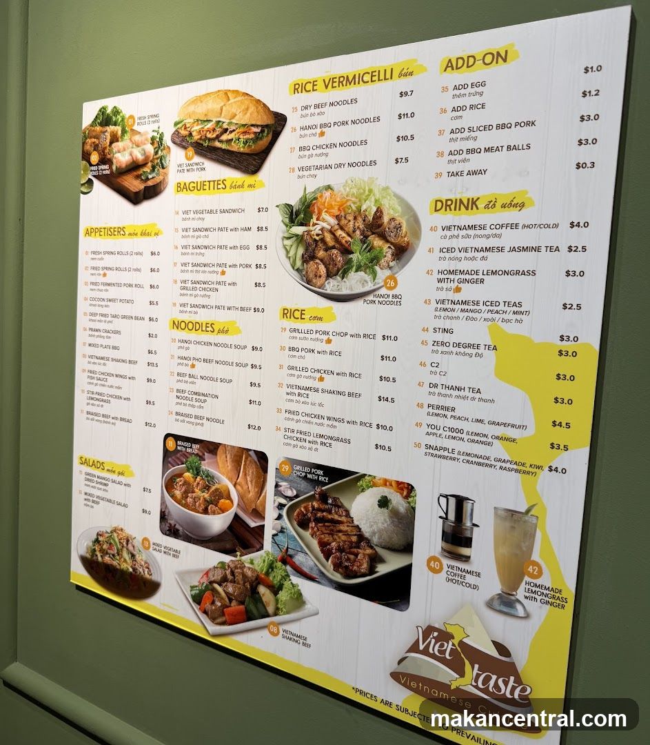 Viet Taste Vietnamese Cuisine Menu
