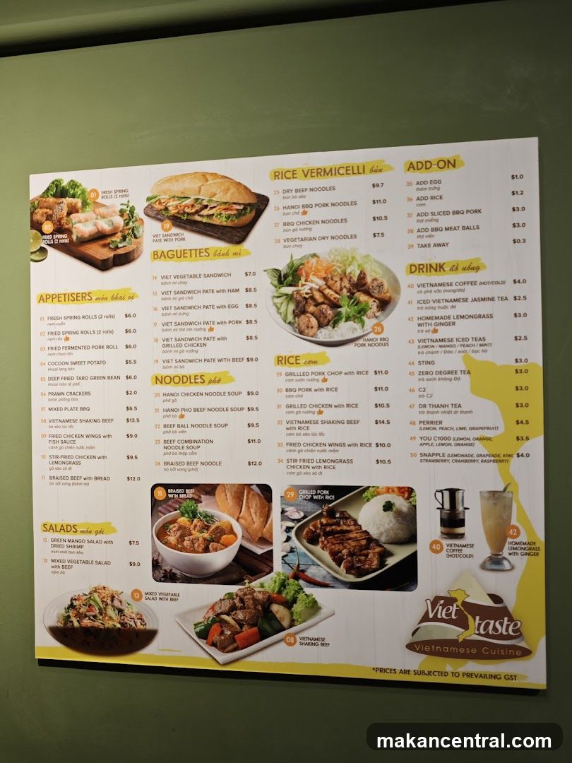 Viet Taste Vietnamese Cuisine Menu