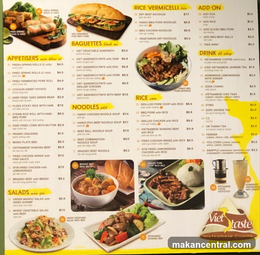 Viet Taste Vietnamese Cuisine Menu