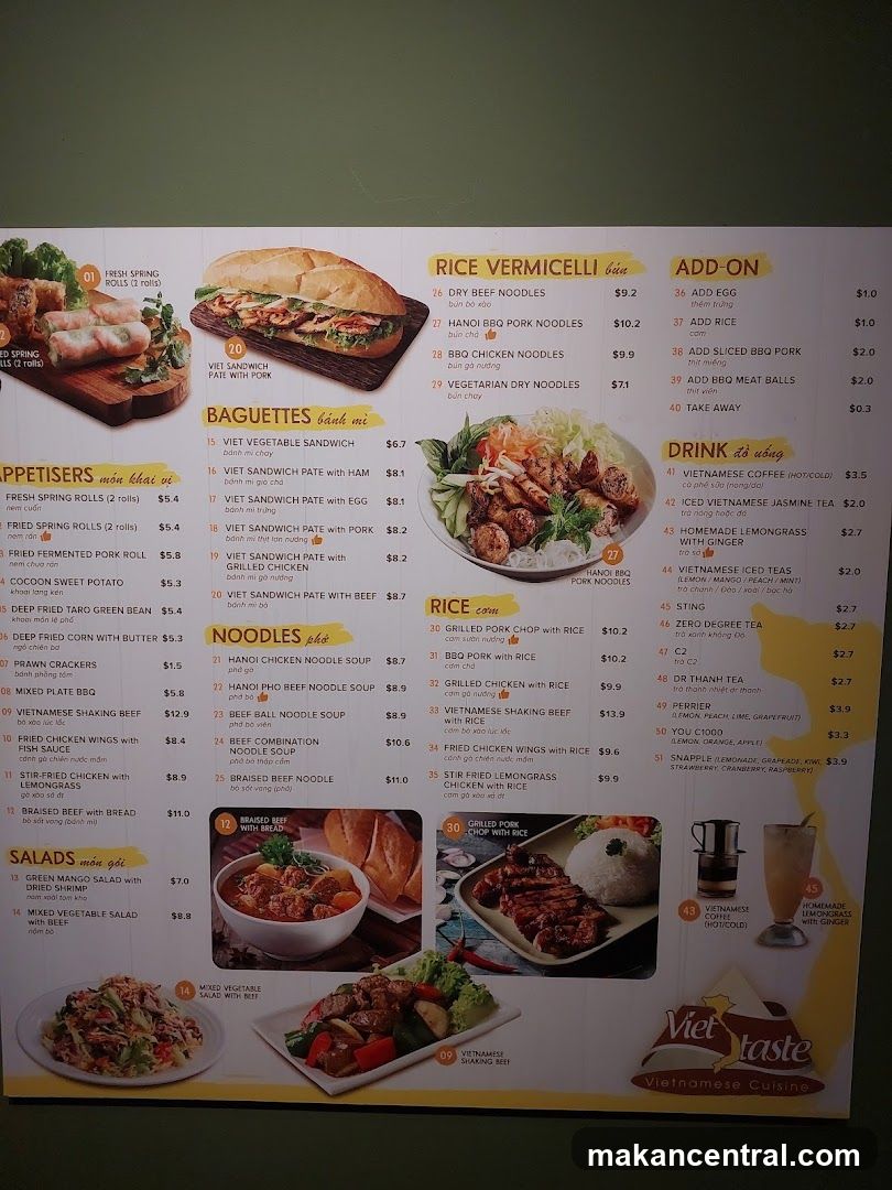 Viet Taste Vietnamese Cuisine Menu