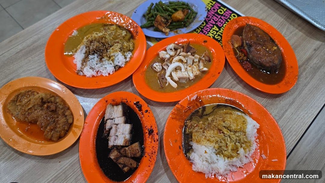 Food served on orange plates