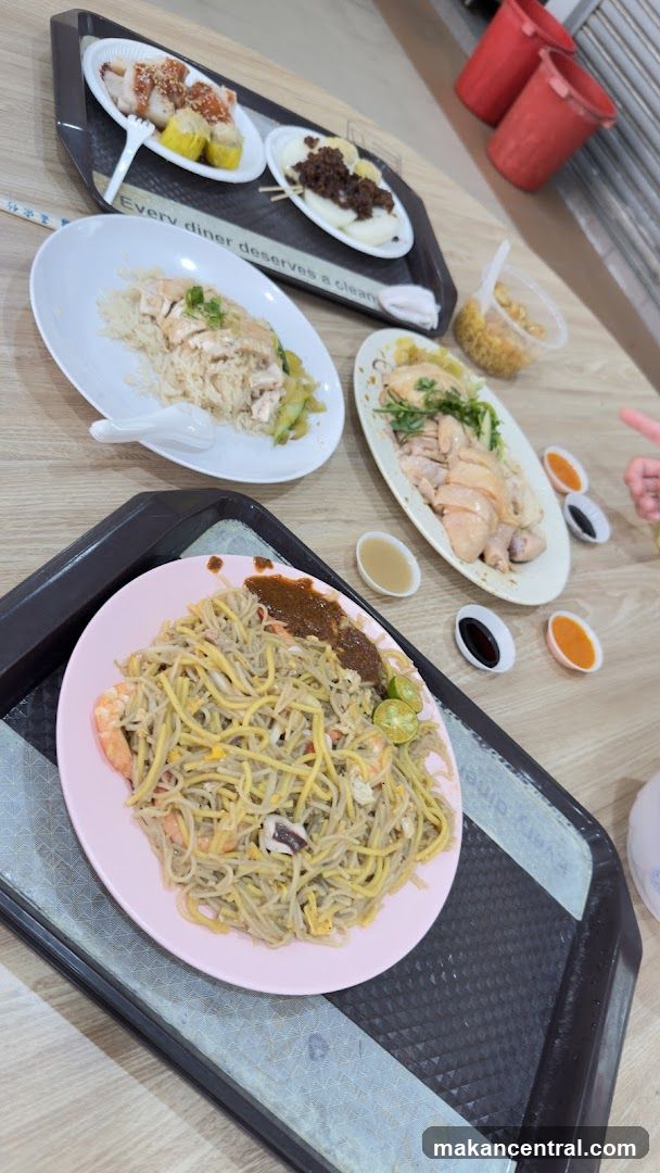 Food spread at dining table
