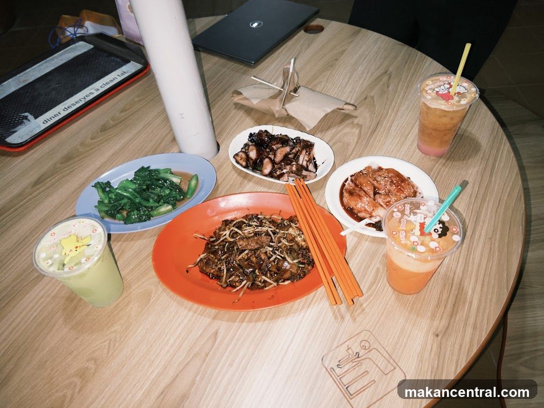 Diner Table with Food and Drinks