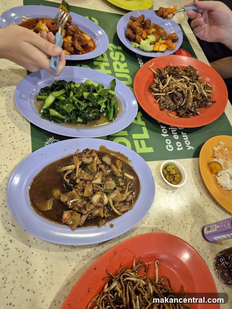Dining table with assorted dishes