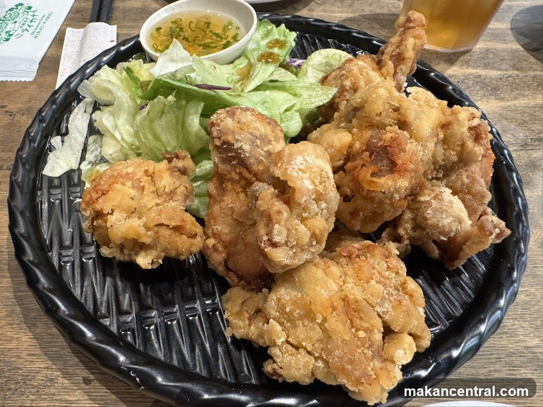 Fried Chicken Plate with Salad and Sauce