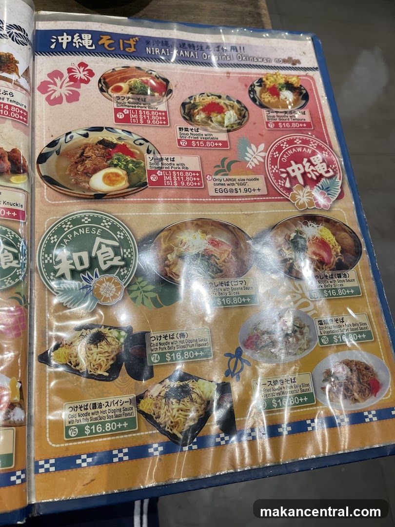 Nirai-Kanai Original Okinawan Noodles Menu