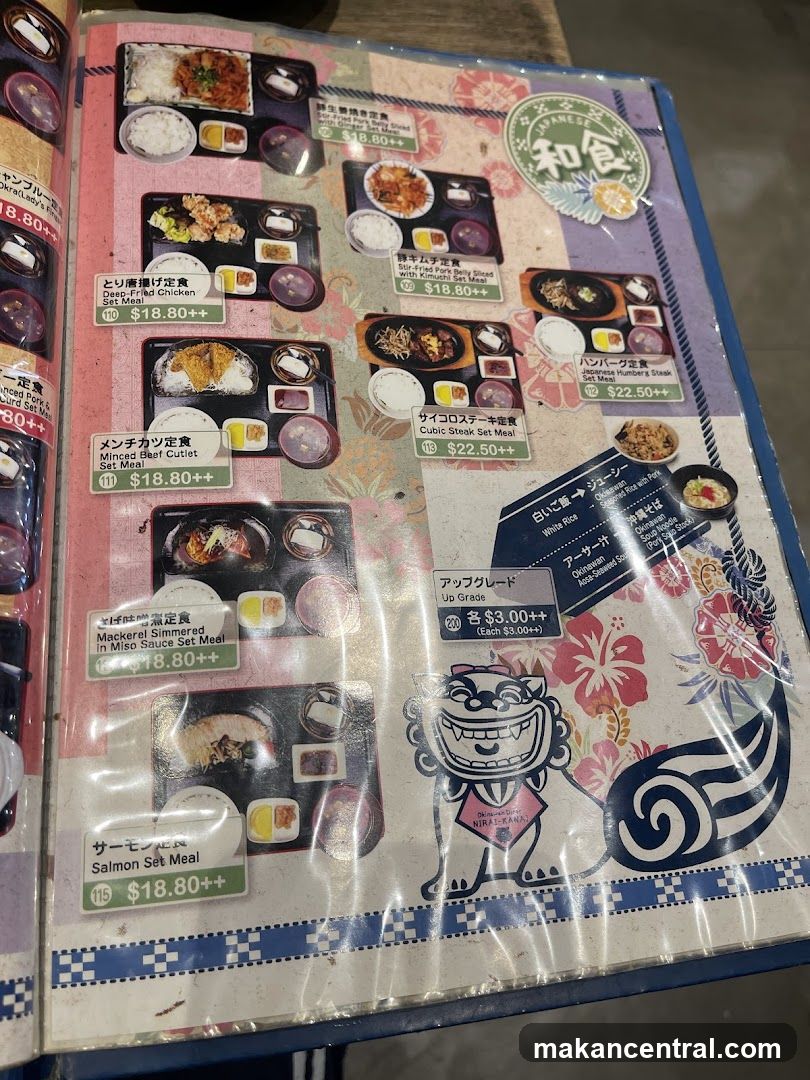 Japanese Set Meals Menu