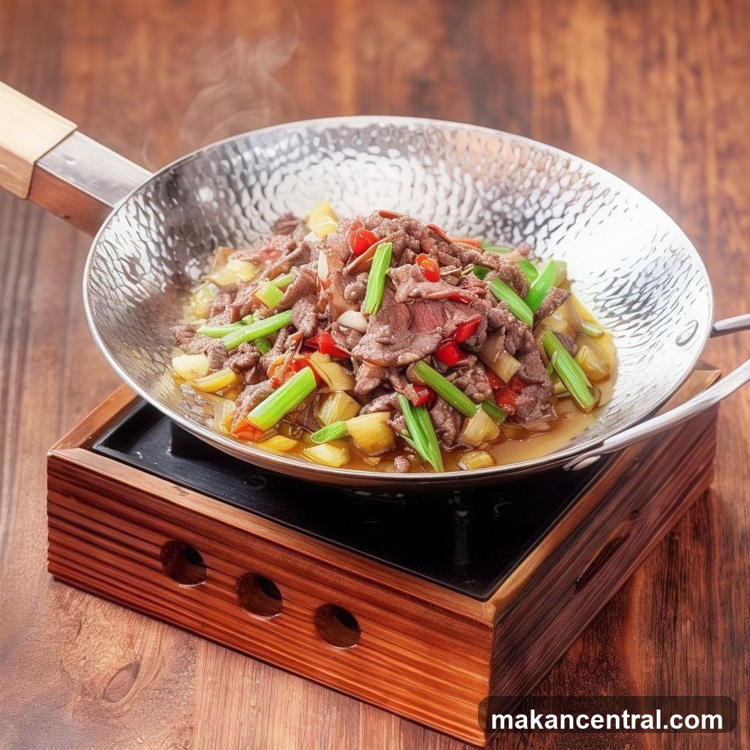 Hot Pan of Stir-Fried Meat