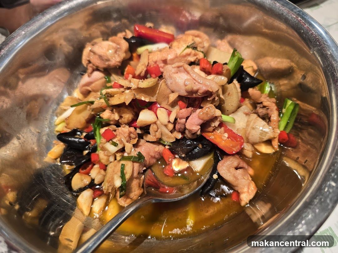 Food dish in metal bowl