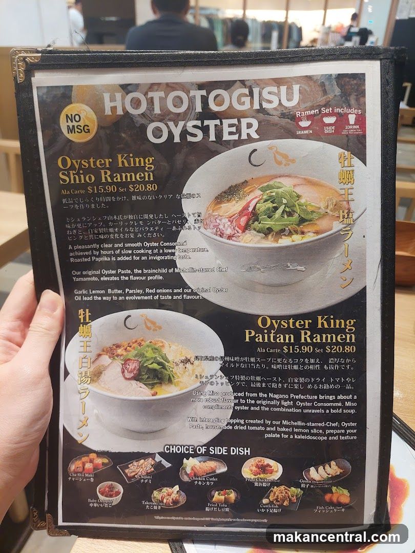 Hototogisu Oyster Menu